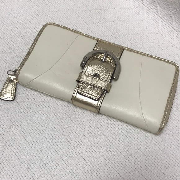 Coach Handbags - Coach Wallet Ivory with Gold Buckle